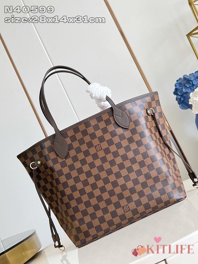 Kitlife Louis Vuitton Neverfull MM Damier Ebene Canvas Brown N40599 31x28x14cm - 1