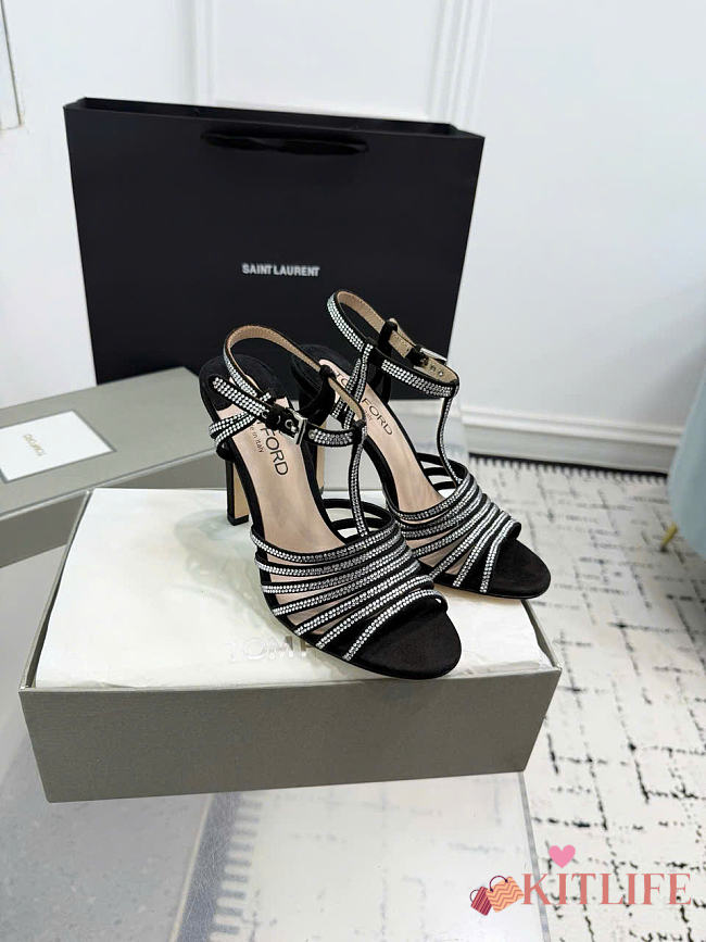 Kitlife Tom Ford Padlock Handcrafted High-Heeled Sandals Black - 1