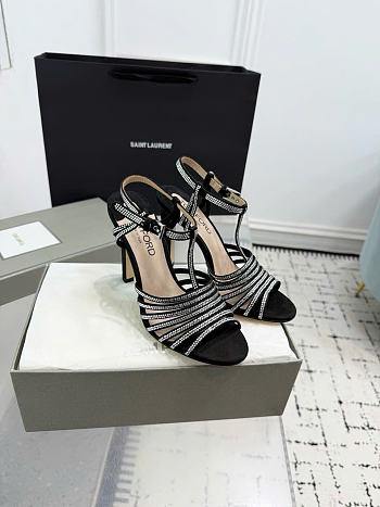 Kitlife Tom Ford Padlock Handcrafted High-Heeled Sandals Black