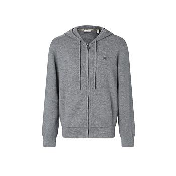 Kitlife Burberry Men Cashmere-Blend Zip-Up Slim Hoodie Grey