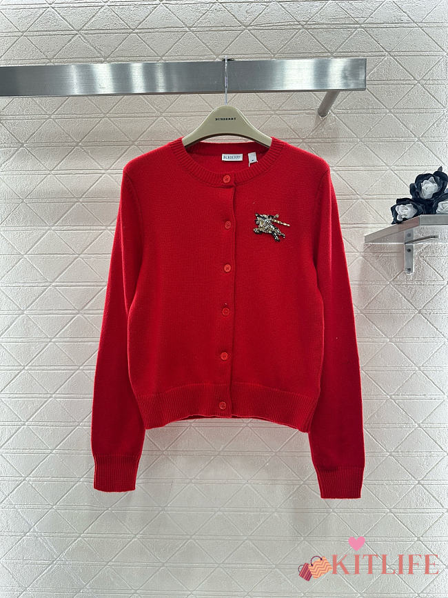 Kitlife Burberry Wool Cashmere Cardigan Red - 1