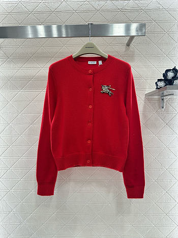 Kitlife Burberry Wool Cashmere Cardigan Red