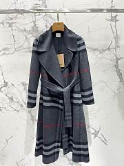 Kitlife Burberry Check Ripple Double-Sided Cashmere Coat Grey - 1