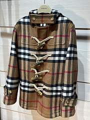 Kitlife Burberry Checked Horn Button Short Cashmere Wool Coat  - 2