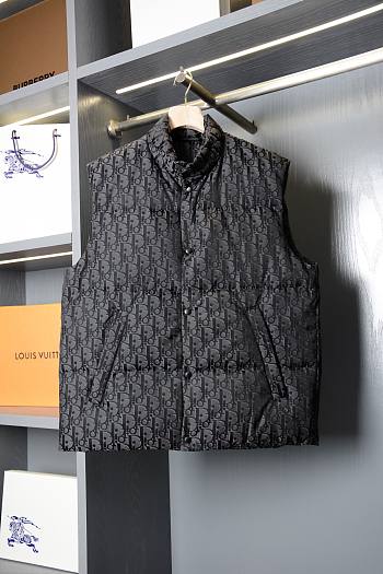 Kitlife Dior Oblique Down Vest Black Cotton-Blend Jacquard
