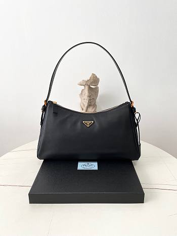 Kitlife Prada Aimée Large Black Leather Shoulder Bag 1BC228 39×23×12cm