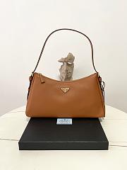Kitlife Prada Aimée Large Brown Leather Shoulder Bag 1BC228 39×23×12cm  - 1