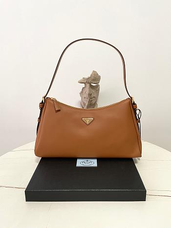 Kitlife Prada Aimée Large Brown Leather Shoulder Bag 1BC228 39×23×12cm 