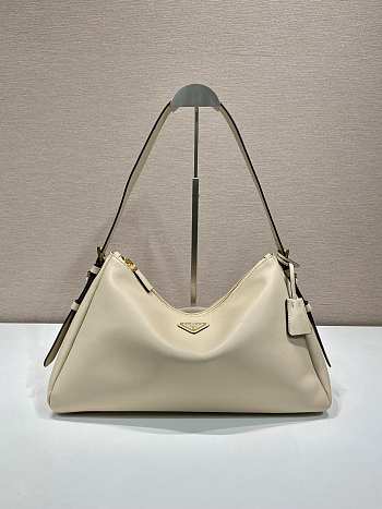 Kitlife Prada Aimée Large Ivory Beige Leather Shoulder Bag 1BC228 39×23×12cm