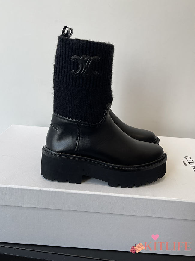 Kitlife Celine Ankle Boots With Low Wool And Black Leather Trim - 1