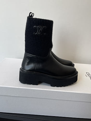 Kitlife Celine Ankle Boots With Low Wool And Black Leather Trim