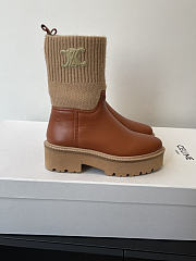 Kitlife Celine Ankle Boots With Low Wool And Brown Leather Trim - 1