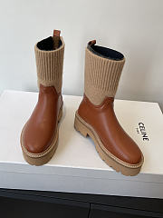 Kitlife Celine Ankle Boots With Low Wool And Brown Leather Trim - 2