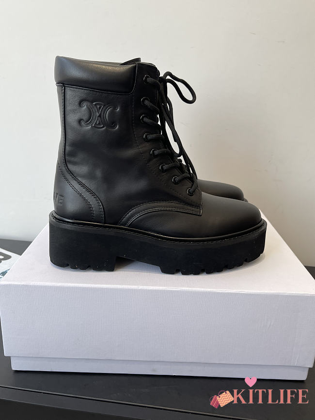 Kitlife Celine Retro Platform Ankle Boots Black - 1