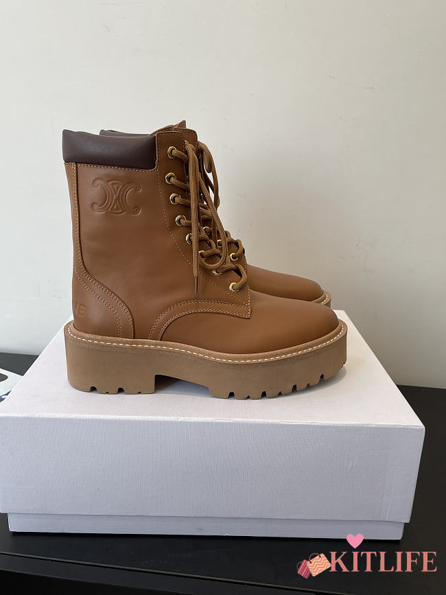 Kitlife Celine Retro Platform Ankle Boots Brown - 1