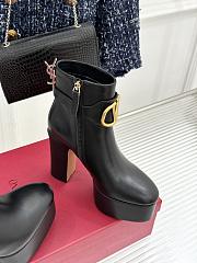Kitlife Valentino V Metal Buckle Platform High-Heeled Ankle Boots Black - 6