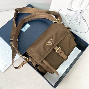 Kitlife Prada Explore Medium Dark Brown Shoulder Bag With Flap 1BD394 30x14x10cm