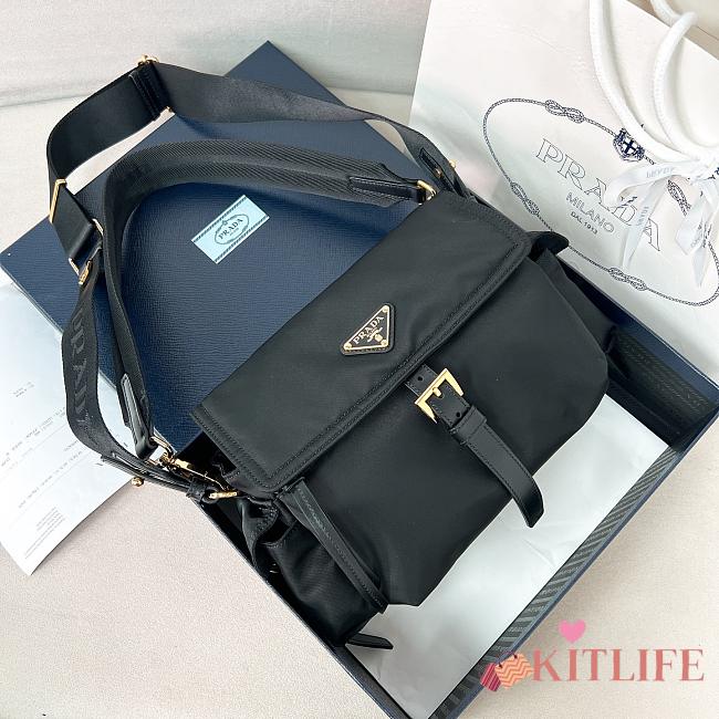 Kitlife Prada Explore Medium Black Shoulder Bag With Flap 1BD394 30x14x10cm  - 1