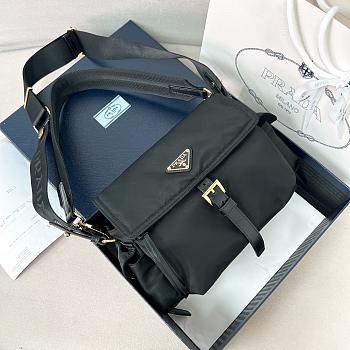 Kitlife Prada Explore Medium Black Shoulder Bag With Flap 1BD394 30x14x10cm 