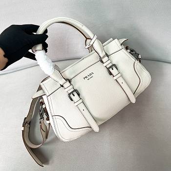 Kitlife Prada Large Leather Tote Bag White 1BG604 35x22x11cm