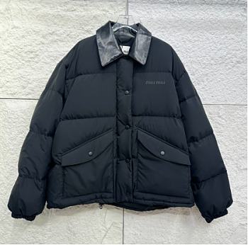 Kitlife Miu Miu Technical Pongé Cropped Down Jacket Black