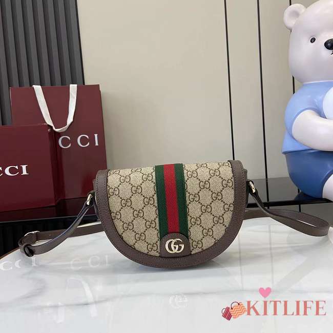 Kitlife Gucci Ophidia Small Shoulder Bag Beige and Dark Brown 838476 20x13x4.5cm  - 1