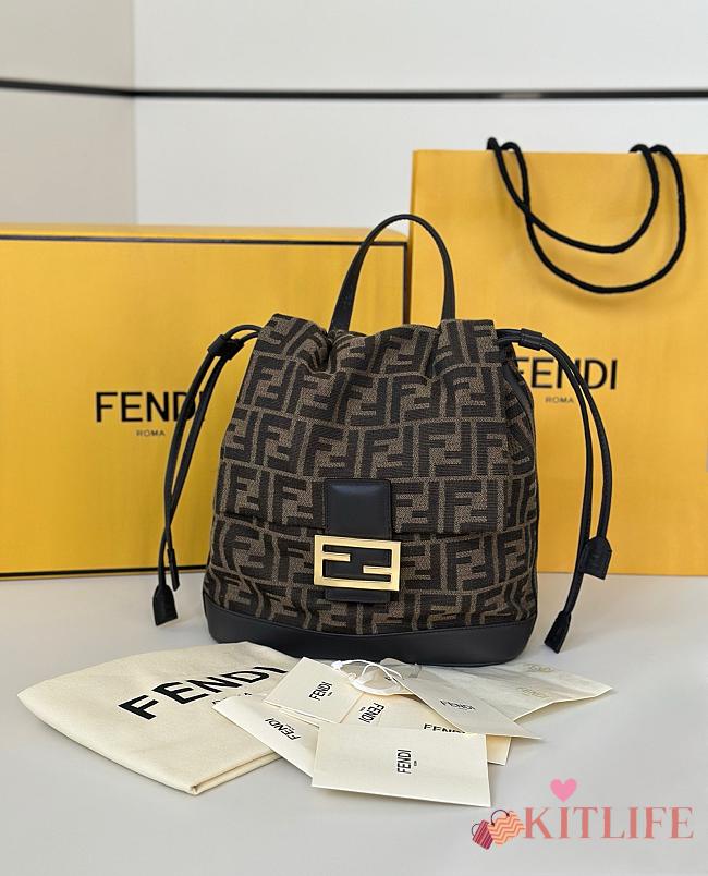 Kitlife Fendi Backpack Brown FF Fabric 8689 23x12x26 - 1