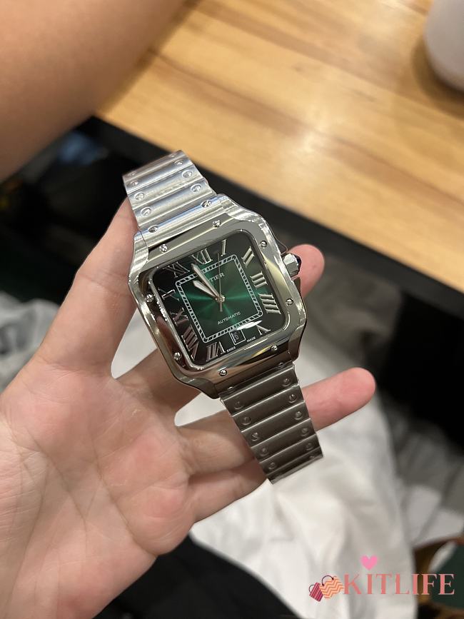 Kitlife Cartier Santos de Watch Silver in Green - 1