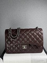 Kitlife Chanel Classic Flap Jumbo Dark Brown Caviar Leather Bag Silver Hardware - 30cm  - 1