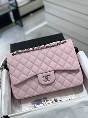 Kitlife Chanel Classic Flap Jumbo Pink Caviar Leather Bag Silver Hardware - 30cm  - 1
