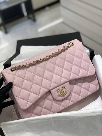 Kitlife Chanel Classic Flap Jumbo Pink Caviar Leather Bag Gold Hardware - 30cm 