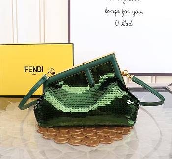 Kitlife Fendi First Green Sequin Bag - 26x18.5x9cm