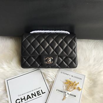 Kitlife Chanel Classic Flap Bag Lambskin Black In Silver Hardware 20x14x7cm 