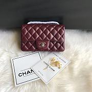 Kitlife Chanel Classic Flap Bag Lambskin Burgundy in Silver Hardware 20x14x7cm  - 1