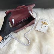 Kitlife Chanel Classic Flap Bag Lambskin Burgundy in Silver Hardware 20x14x7cm  - 4