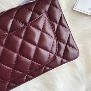Kitlife Chanel Classic Flap Bag Lambskin Burgundy in Silver Hardware 20x14x7cm  - 2