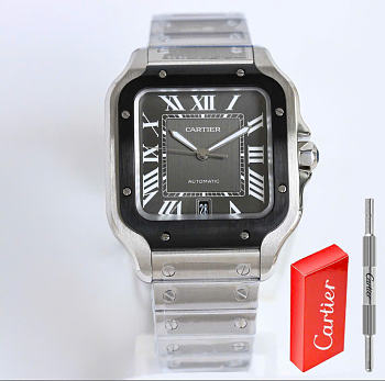 Kitlife Cartier Santos de Watch Silver in Black 