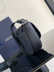 Kitlife Dior Mini Saddle Messenger Bag with Flap Black Grained Calfskin 20x13.5x5.5cm - 6