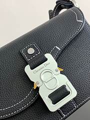 Kitlife Dior Mini Saddle Messenger Bag with Flap Black Grained Calfskin 20x13.5x5.5cm - 3