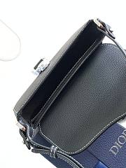 Kitlife Dior Mini Saddle Messenger Bag with Flap Black Grained Calfskin 20x13.5x5.5cm - 2