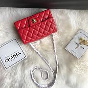 Kitlife Chanel Classic Flap Bag Lambskin Red In Gold Hardware 20x14x7cm  - 4