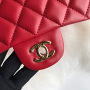 Kitlife Chanel Classic Flap Bag Lambskin Red In Gold Hardware 20x14x7cm  - 3