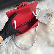 Kitlife Chanel Classic Flap Bag Lambskin Red In Silver Hardware 20x14x7cm  - 5