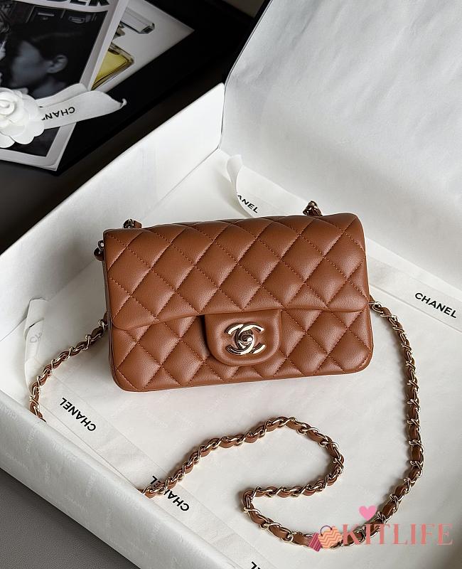 Kitlife Chanel Classic Flap Bag Lambskin Brown In Silver Hardware 20x14x7cm  - 1