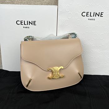 Kitlife Celine Besace Triomphe Beige Calfskin Leather Chain Bag 199273 24.5x17x4cm