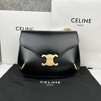 Kitlife Celine Besace Triomphe Black Calfskin Leather Chain Bag 199273 24.5x17x4cm