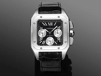 Kitlife Cartier Santos Chronograph Watch Black 42mm 