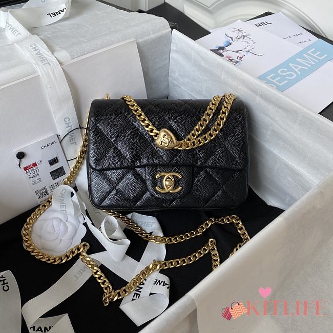 Kitlife Chanel Sweetheart Crush Mini Flap Bag Black AS3828 12x19x8cm - 1