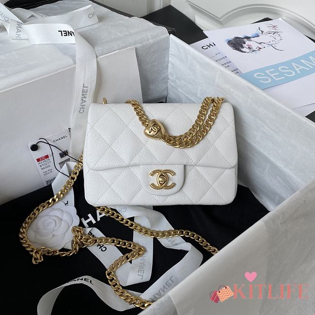 Kitlife Chanel Sweetheart Crush Mini Flap Bag White AS3828 12x19x8cm - 1