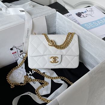 Kitlife Chanel Sweetheart Crush Mini Flap Bag White AS3828 12x19x8cm